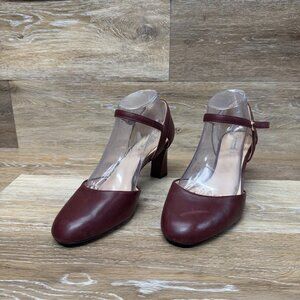 Alex Marie Patrice Plum Leather Ankle Strap Heels Women's Size 8.5